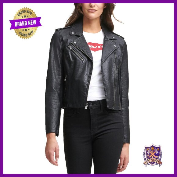 Jackets & Blazers - Faux Leather Moto Jacket - Classic Motorcycle Style - Regular & Plus Sizes